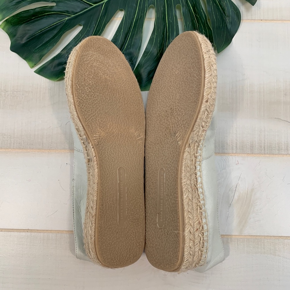 Zara Basic Collection Bone Leather Jute Wedges 10 - image 7